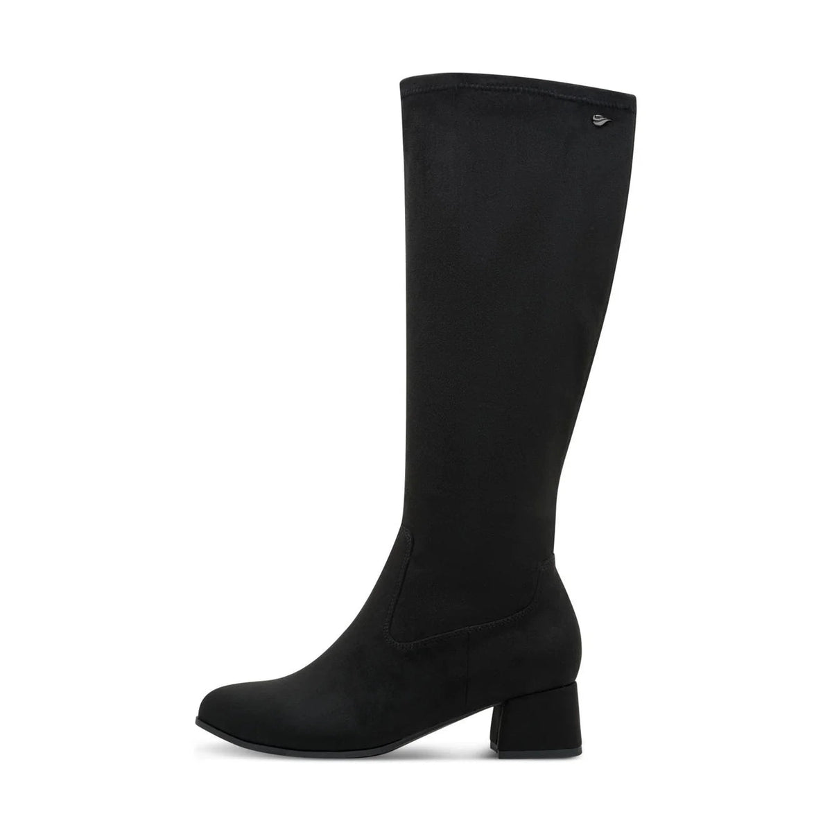 Jana 25569-47 BLACK Long Leg Wide Fit Faux Suede Block Heel Zip Boot