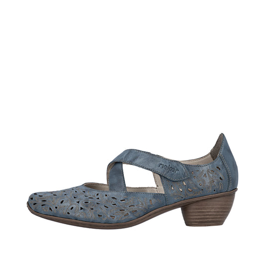 Rieker 43773 BLUE Low Heel Touch Fastening Bar Shoe 43773-12