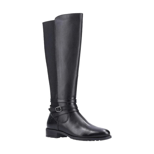 Hush Puppies Vanessa Black Leather Long Leg Boot
