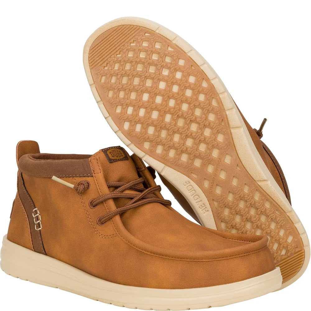Hey Dude Wally Mid Grip COGNAC Water Resistant Moccasin Style Boot