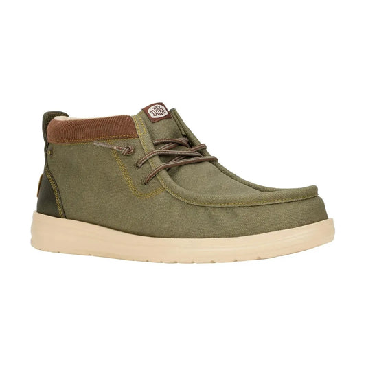 Hey Dude Wally Mid Grip OLIVE Waxed Canvas Boot