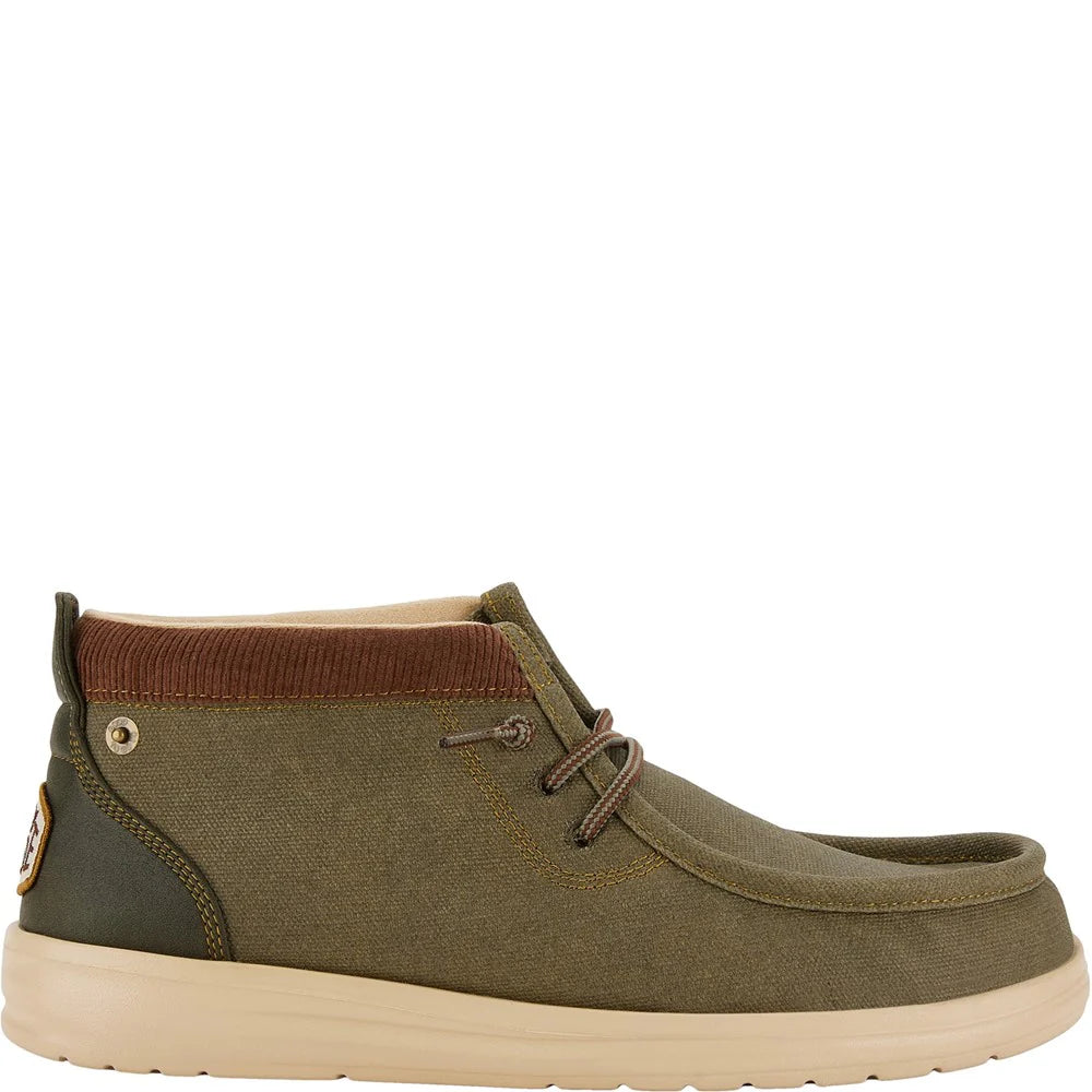 Hey Dude Wally Mid Grip OLIVE Waxed Canvas Boot