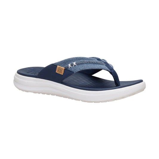 Hey Dude Finn Braided NAVY Padded Insole Mule Toe Post sandal