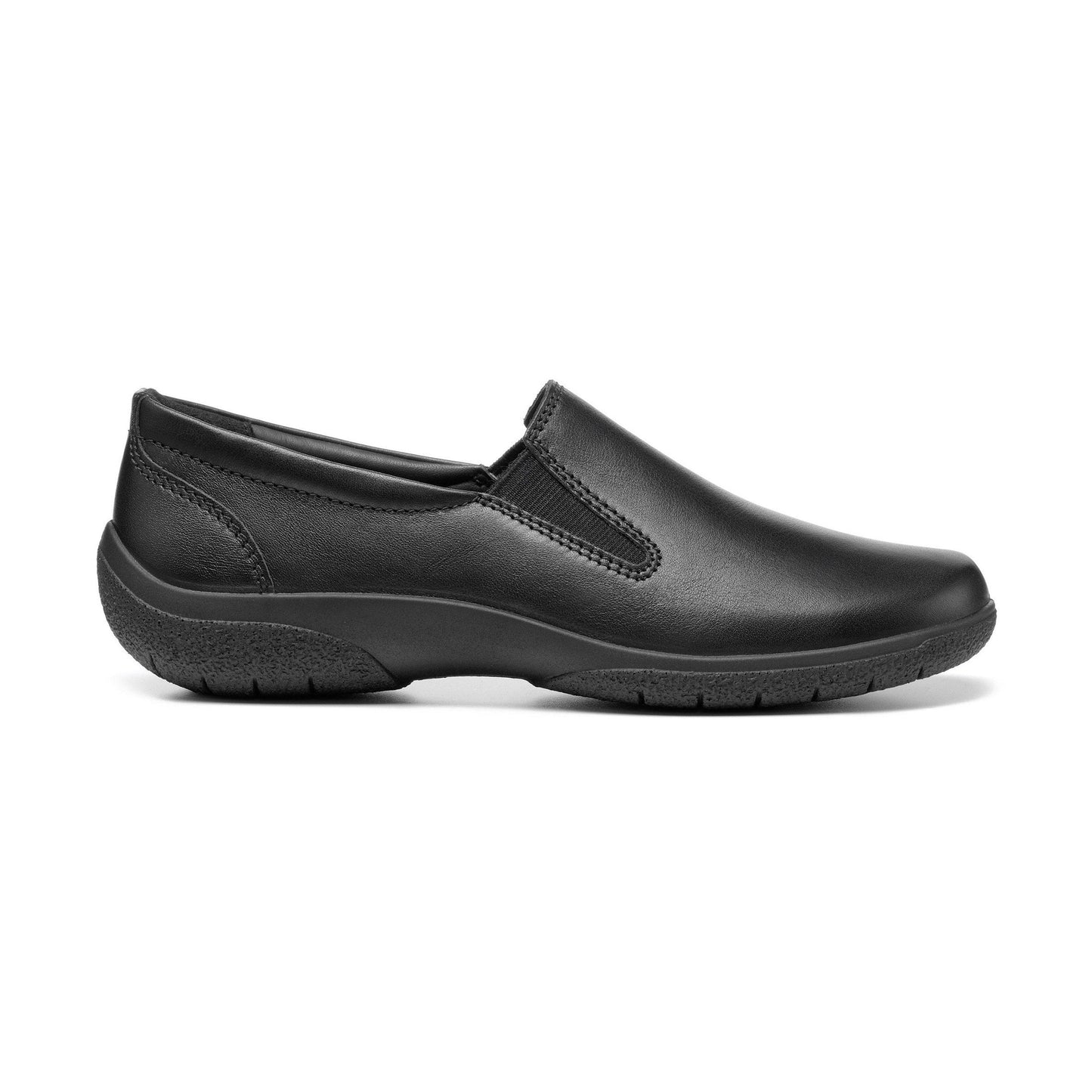 Hotter Glove Black Leather Wide Fitting Slip On shoe