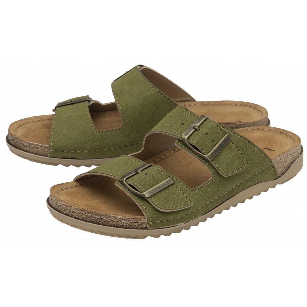 Lotus Trento Mule Buckle Sandals GREEN ULP376