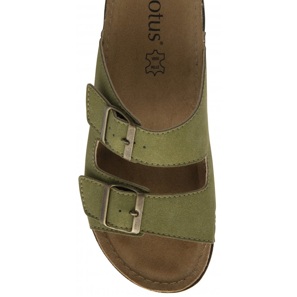 Lotus Trento Mule Buckle Sandals GREEN ULP376