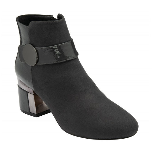 Lotus Kirsty GREY Smart Block Heel Zip Ankle Boot