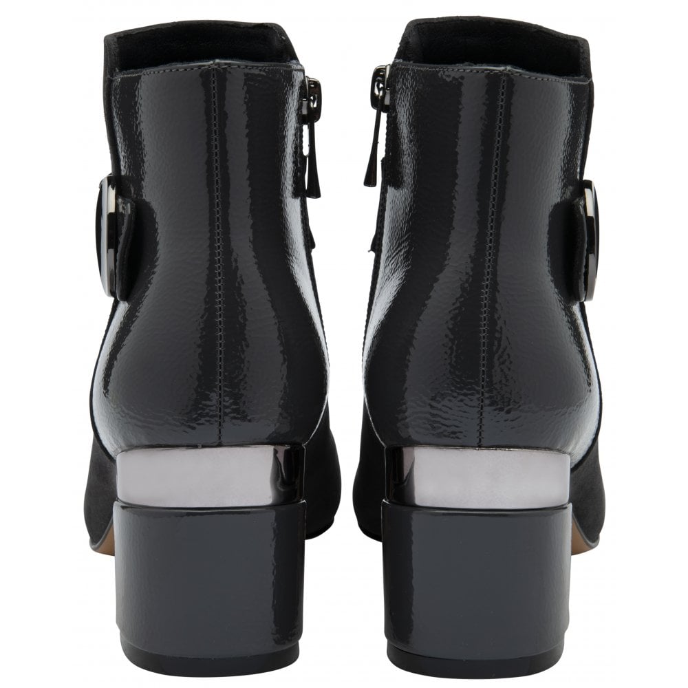 Lotus Kirsty GREY Smart Block Heel Zip Ankle Boot