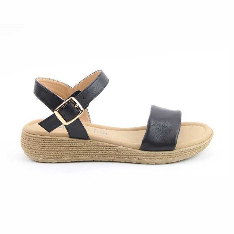 Heavenly Feet Sandal Sara Wide fitting Vegan friendly casual sandal BLACK