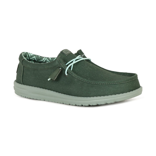 Hey Dude Wally Stretch Green Slip On Canvas Shoe