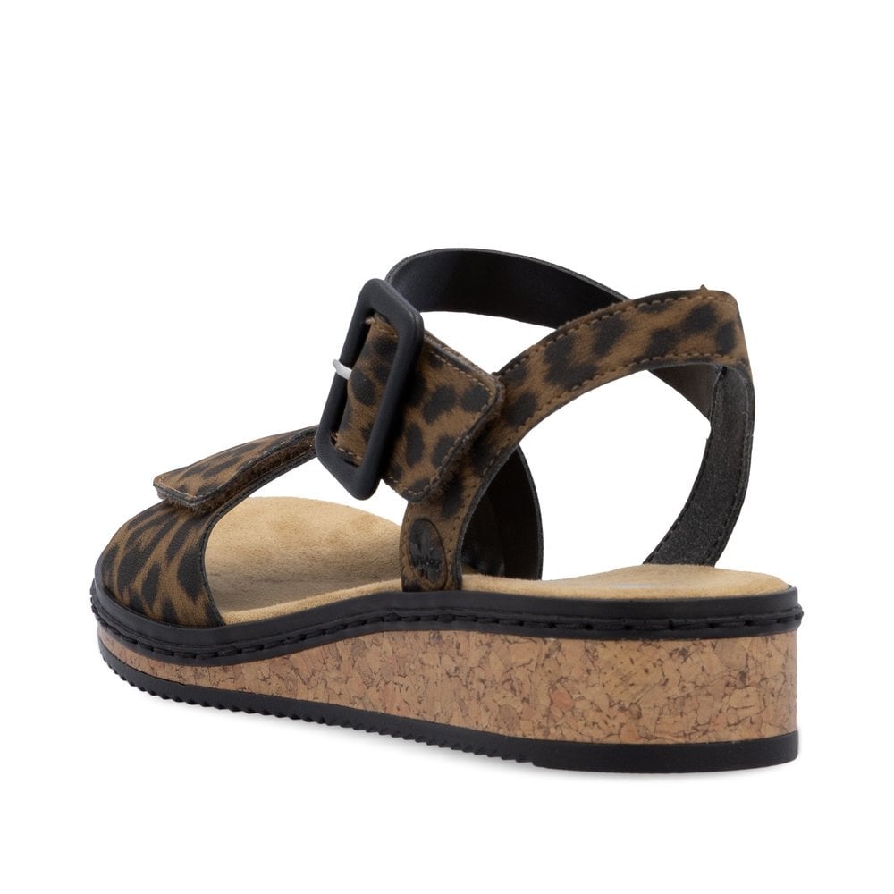 Rieker V3660 touch Fastening Leopard Print Sandals V3660-90