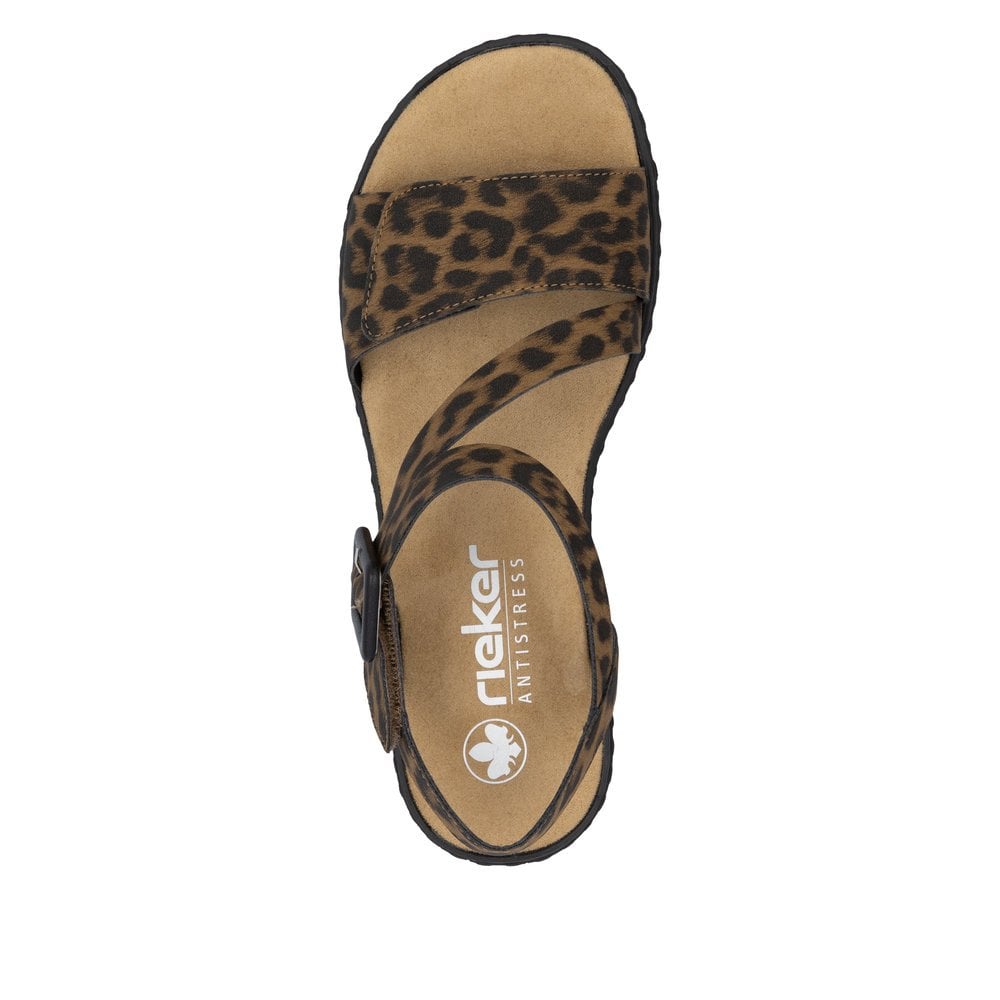 Rieker V3660 touch Fastening Leopard Print Sandals V3660-90