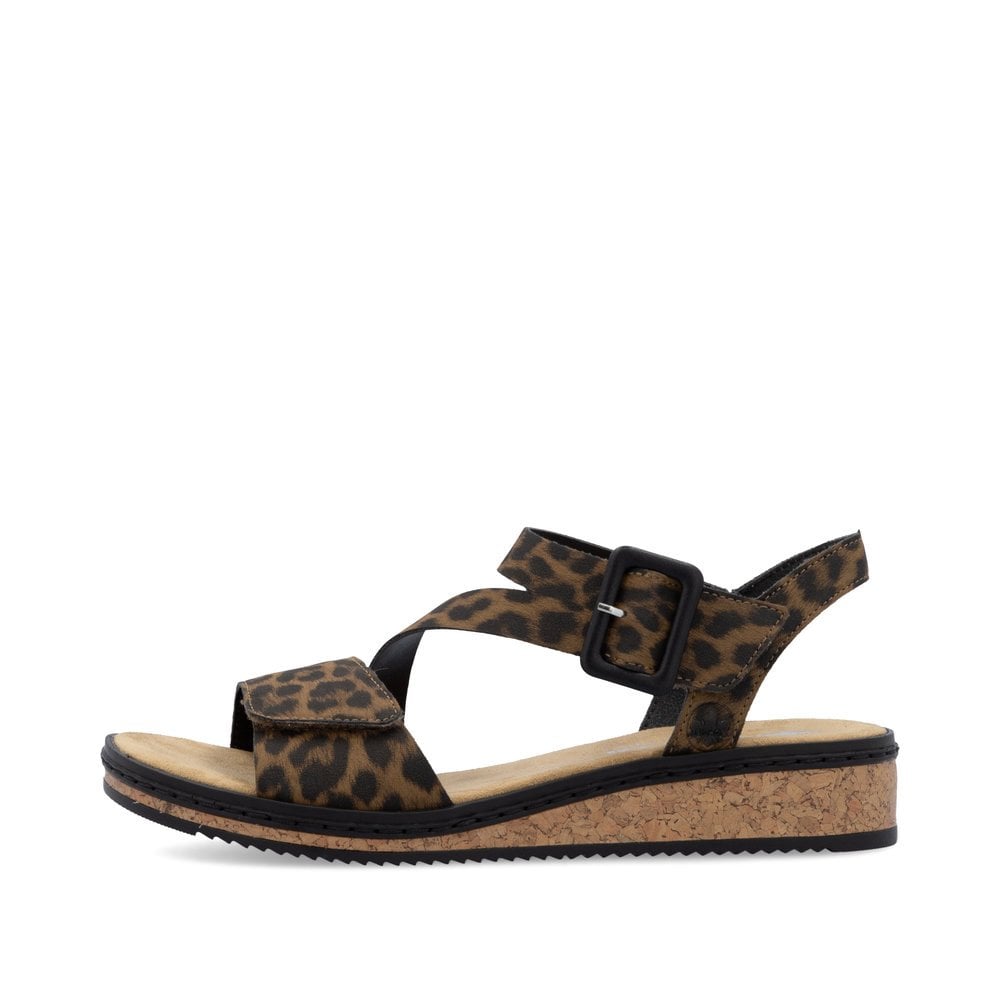 Rieker V3660 touch Fastening Leopard Print Sandals V3660-90