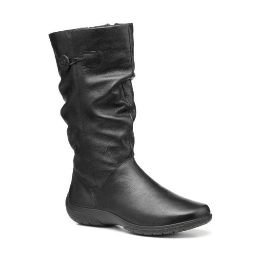 Hotter Boot Derrymore Long Flat Extra Wide Boot with Zip BLACK