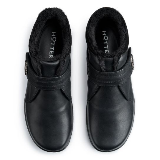 Hotter Boot MUSE Ankle Boot with strap and Zip EXTRA WIDE BLACK