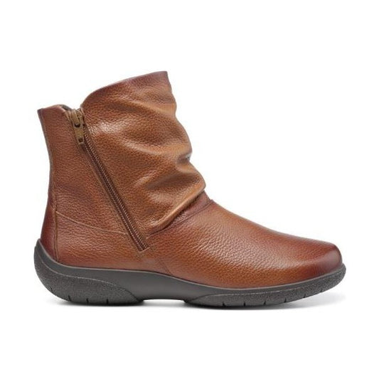Hotter Boot WHISPER Soft Leather Flat Ankle Boot with twin Zip Extra fit TAN