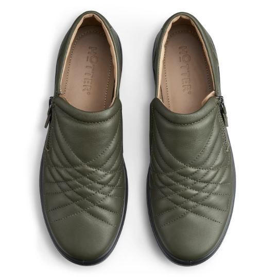 Hotter Shoe POPPY Trainer style Shoe with Zip KHAKI