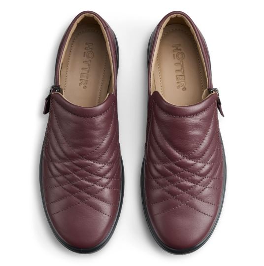 Hotter Shoe POPPY Trainer style Shoe with Zip WIDE MAROON
