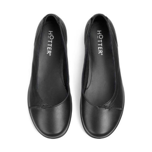 Hotter Shoe ROBYN Ballerina style Flat court shoe WIDE BLACK