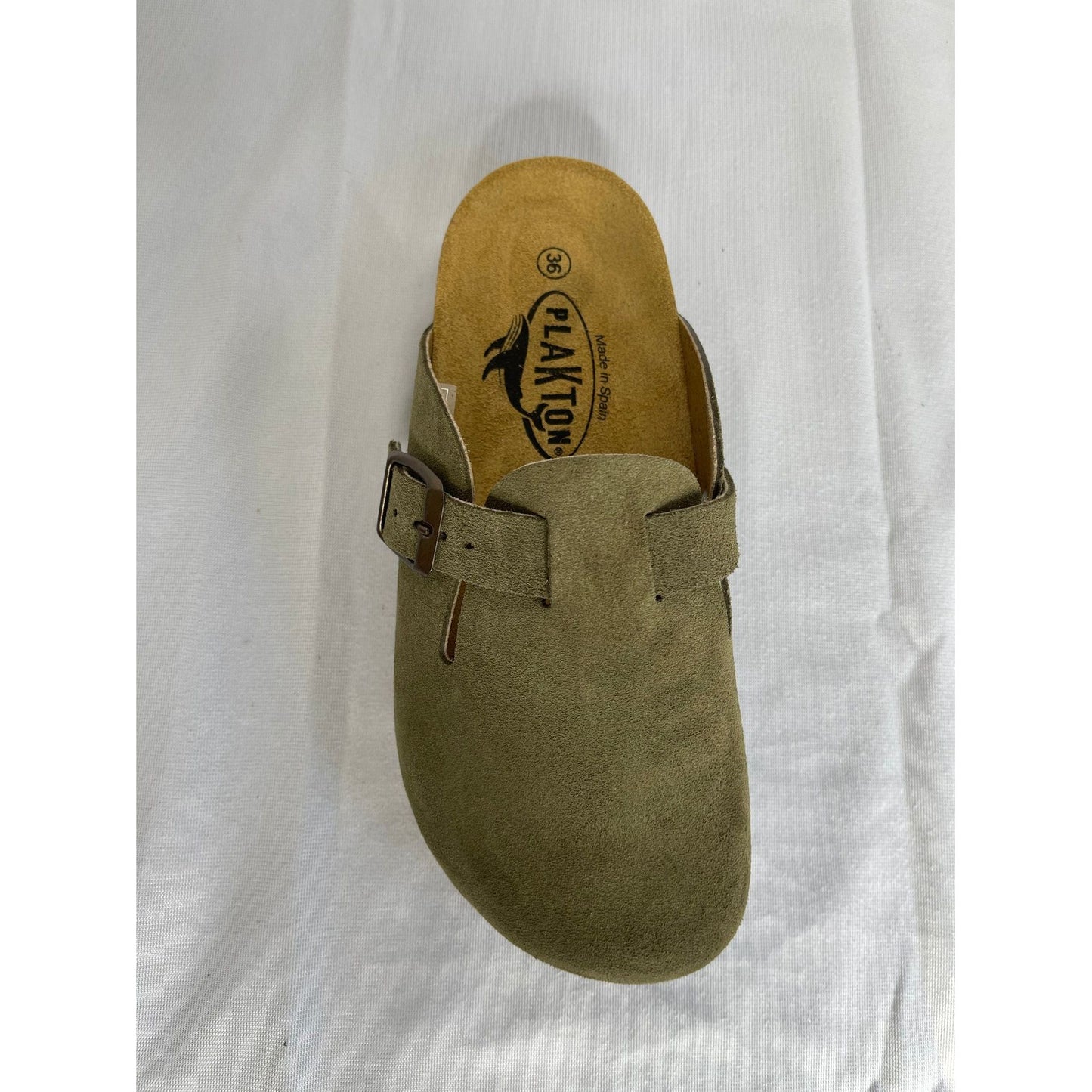 Plakton Light Khaki Suede Leather boston Mule 181539
