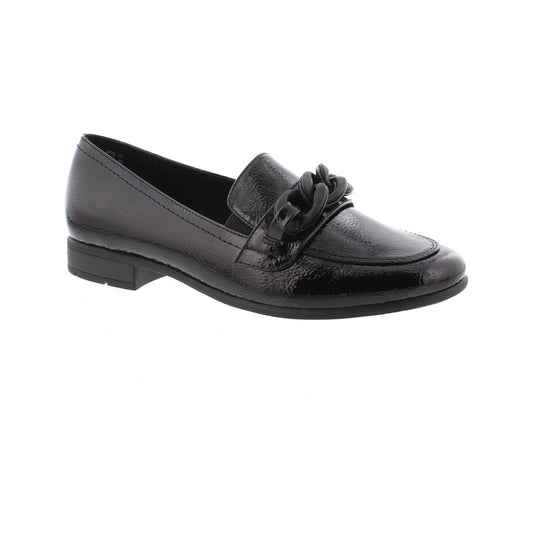 Jana Loafer style shoe in wide fitting BLACK PAT 24260-018