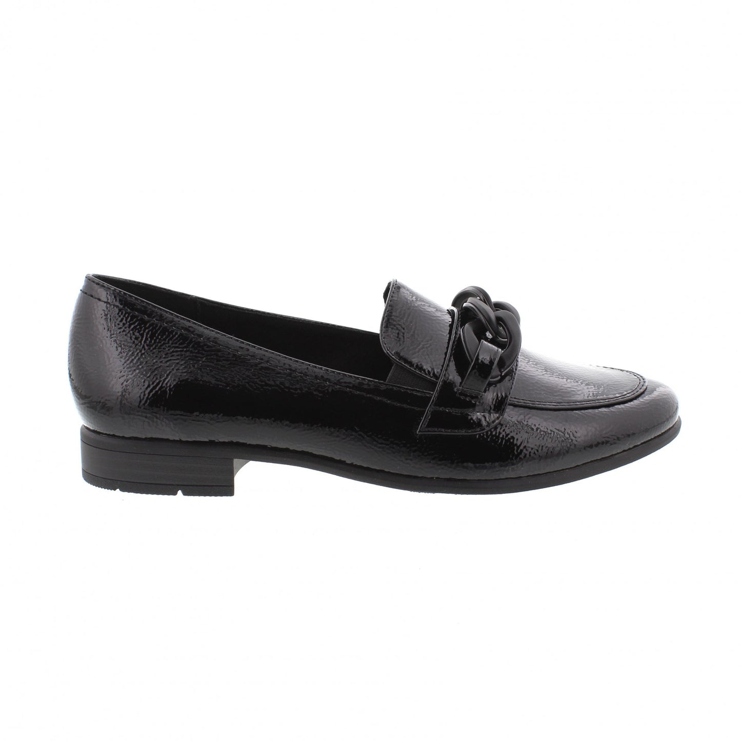 Jana Loafer style shoe in wide fitting BLACK PAT 24260-018