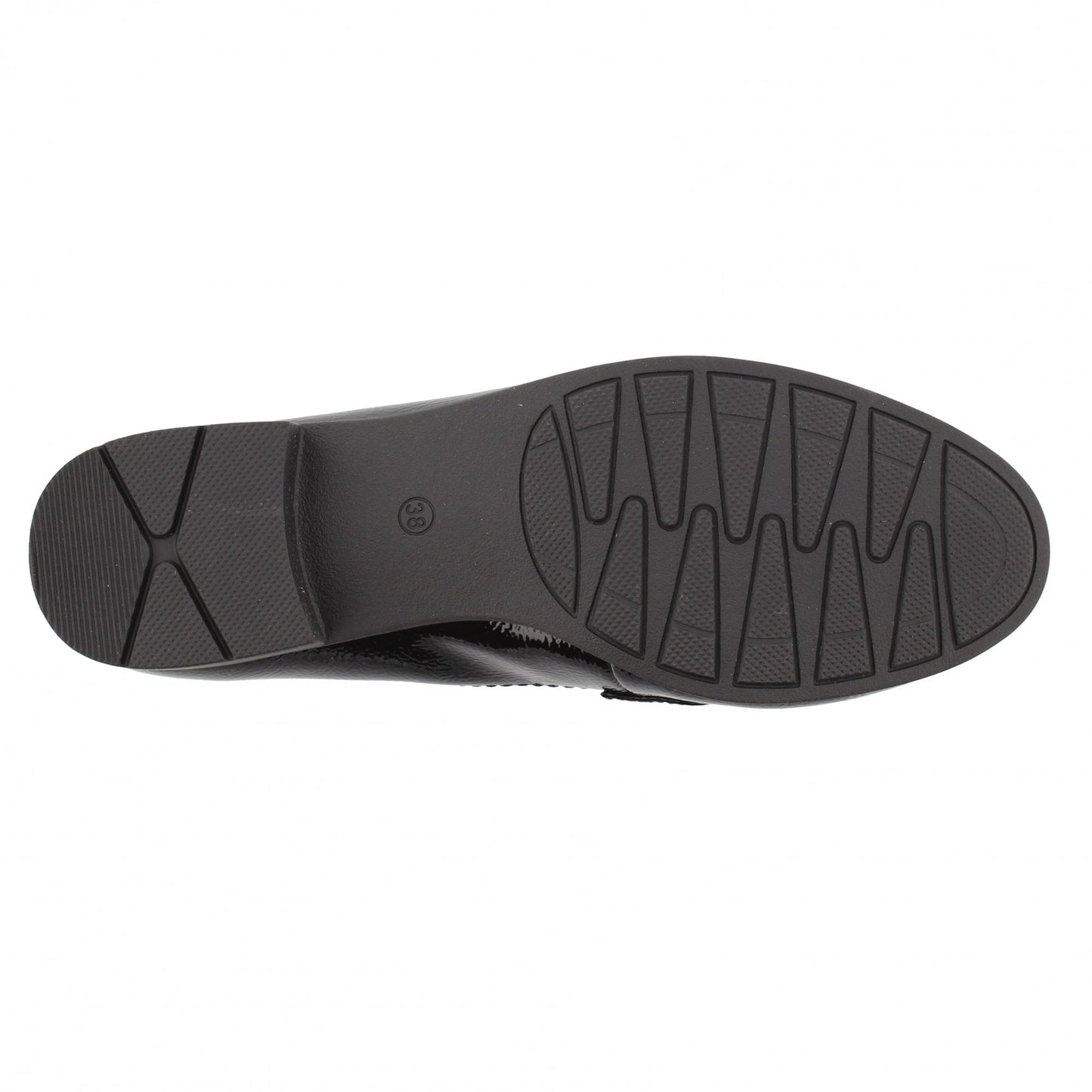 Jana Loafer style shoe in wide fitting BLACK PAT 24260-018