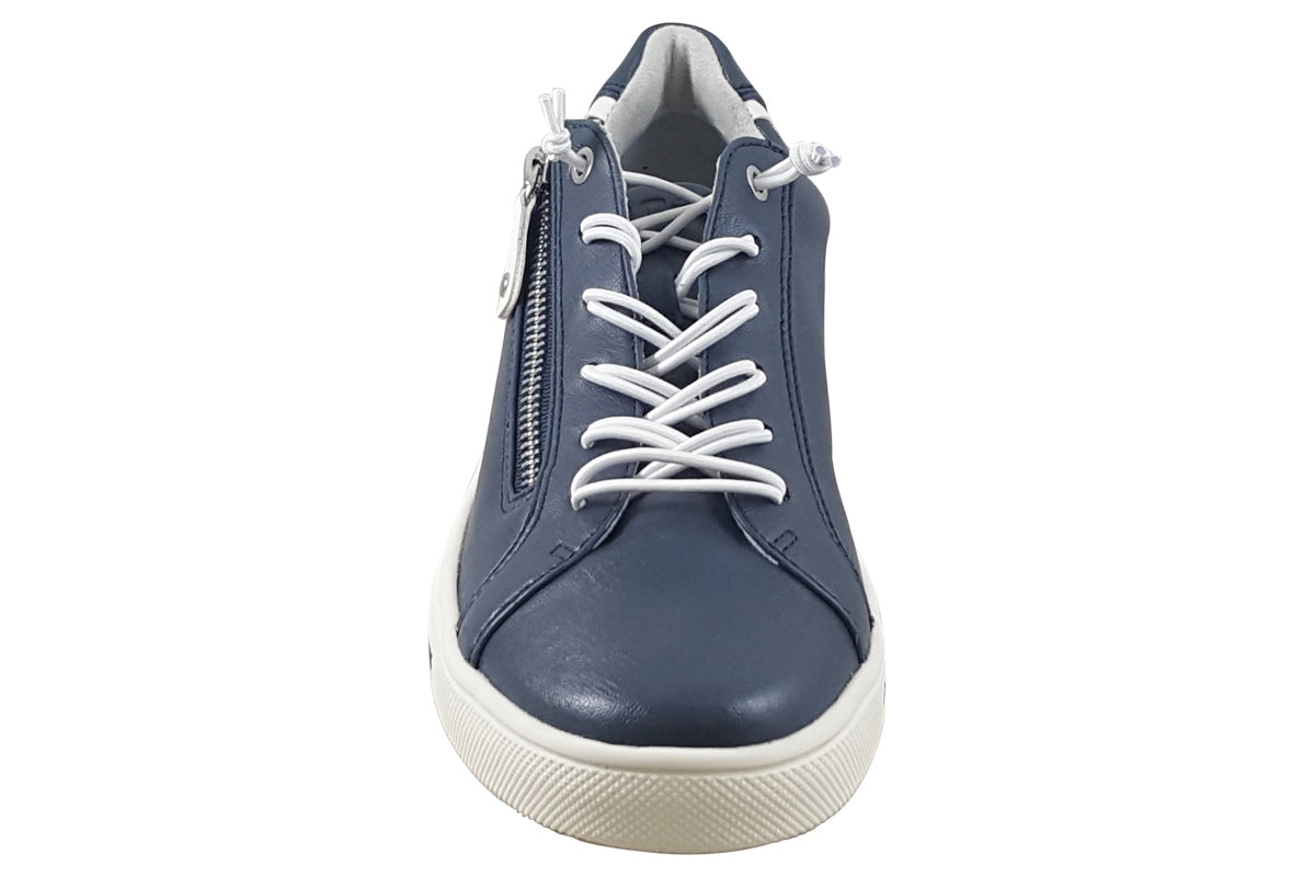 Jana Wide Fit Trainer With Zip and Laces 23660 NAVY