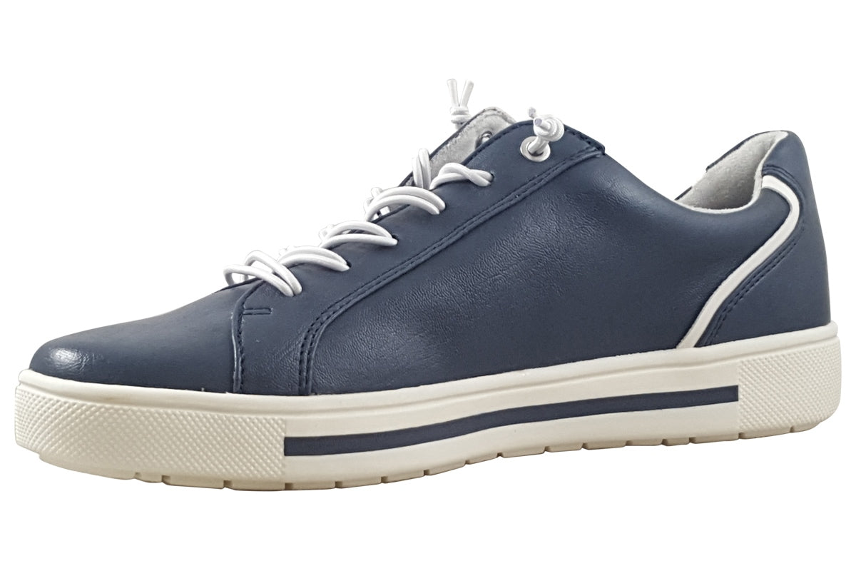 Jana Wide Fit Trainer With Zip and Laces 23660 NAVY