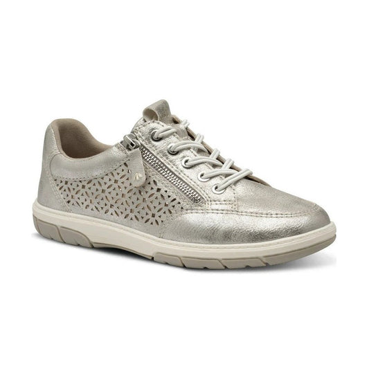 Jana 23665-44 SILVER Wide Fitting Trainer with Laces and Zip