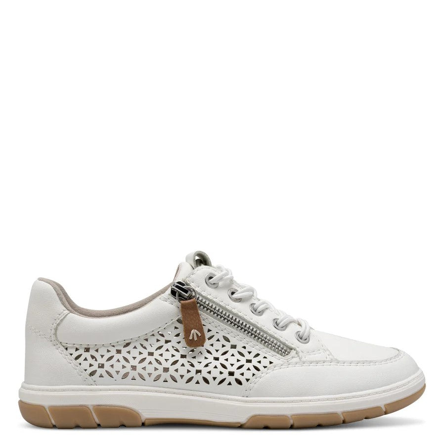 Jana 23665-44 WHITE Wide Fitting Trainer with Laces and Zip