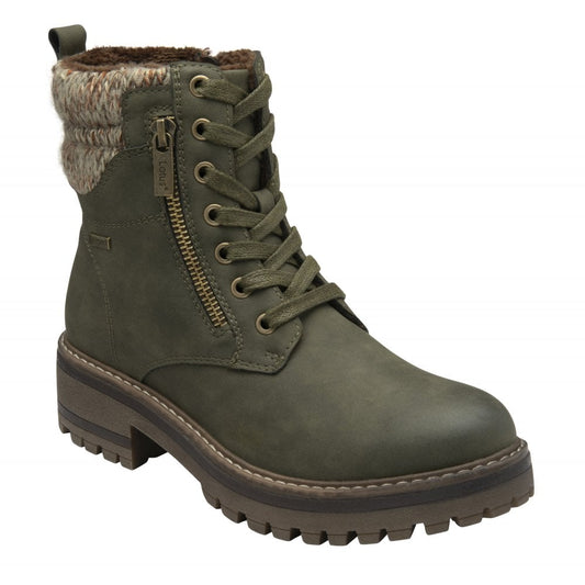 Lotus Stefani Khaki Waterproof Lace up Boots with Zip