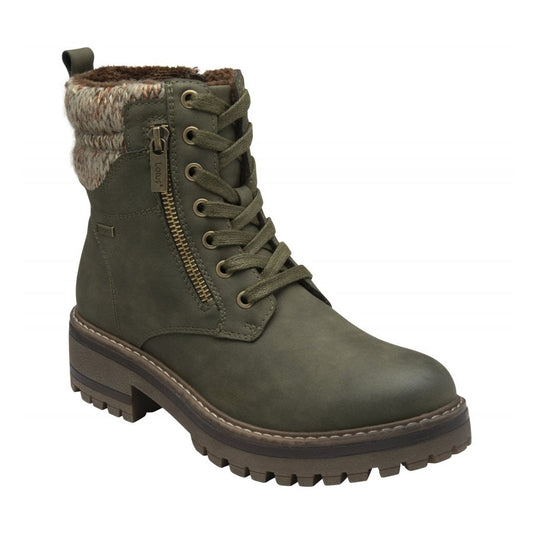 Lotus Stefani Khaki Waterproof Lace up Boots with Zip