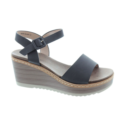 Heavenly Feet Orion BLACK Wedge Sandal