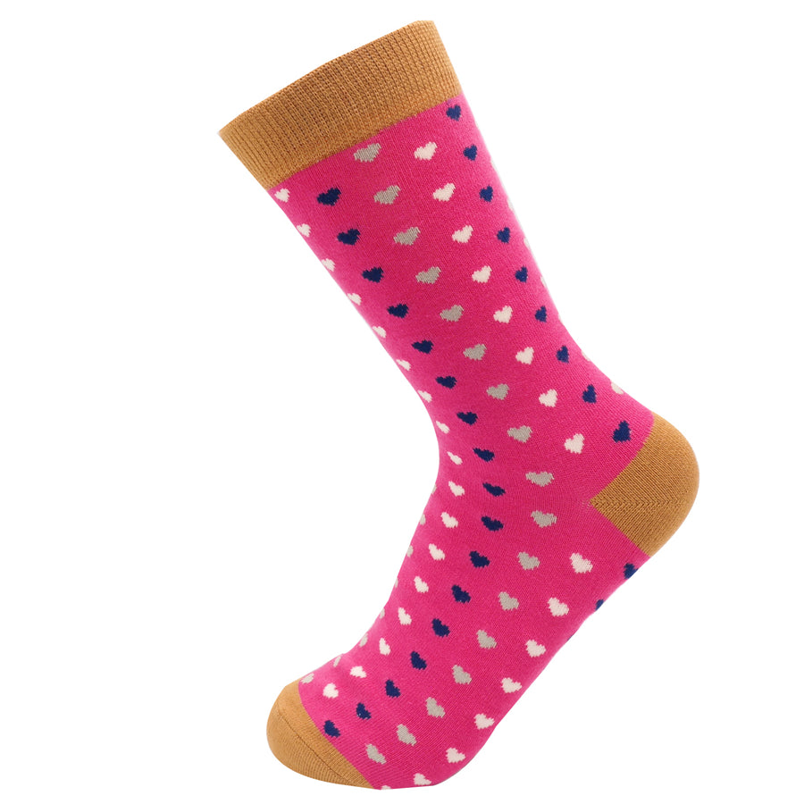Miss Sparrow Hearts Quality Bamboo Socks HOT PINK SKS256