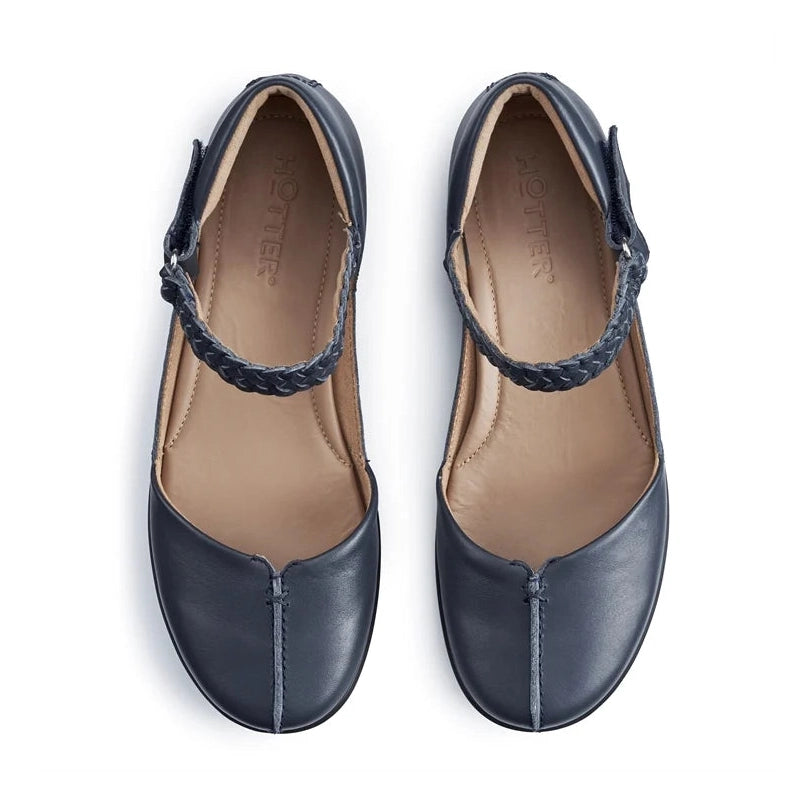 Hotter Lake NAVY Leather Bar Shoe