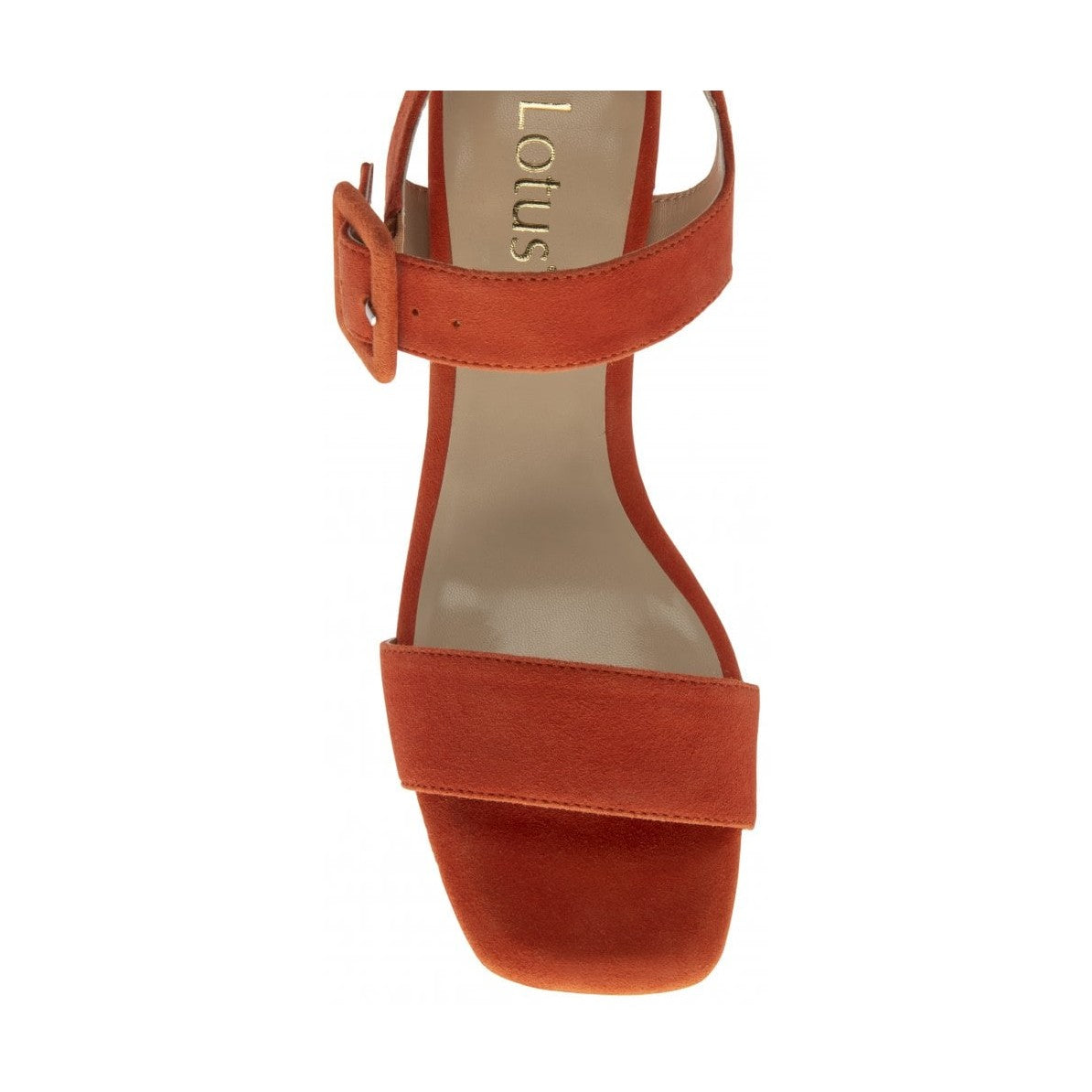 Lotus Occasion Wear Shoe Nora Block Heeled Sandal Suede ORANGE ULS545