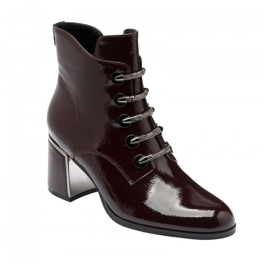 Lotus Paisley BORDO Patent Block Heel Smart Ankle Boots ULB532