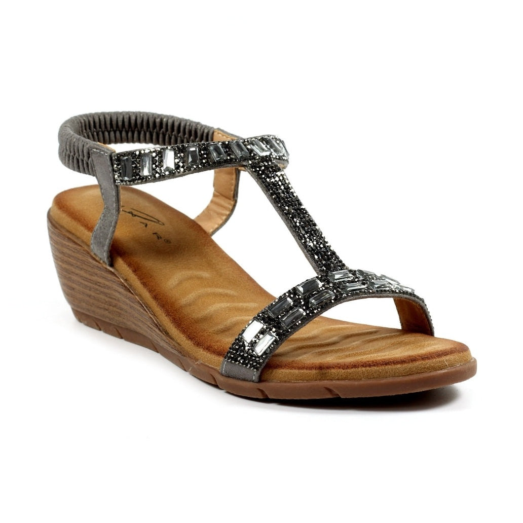 Lunar Macie PEWTER Wedge Heel Sandal JLH492PW