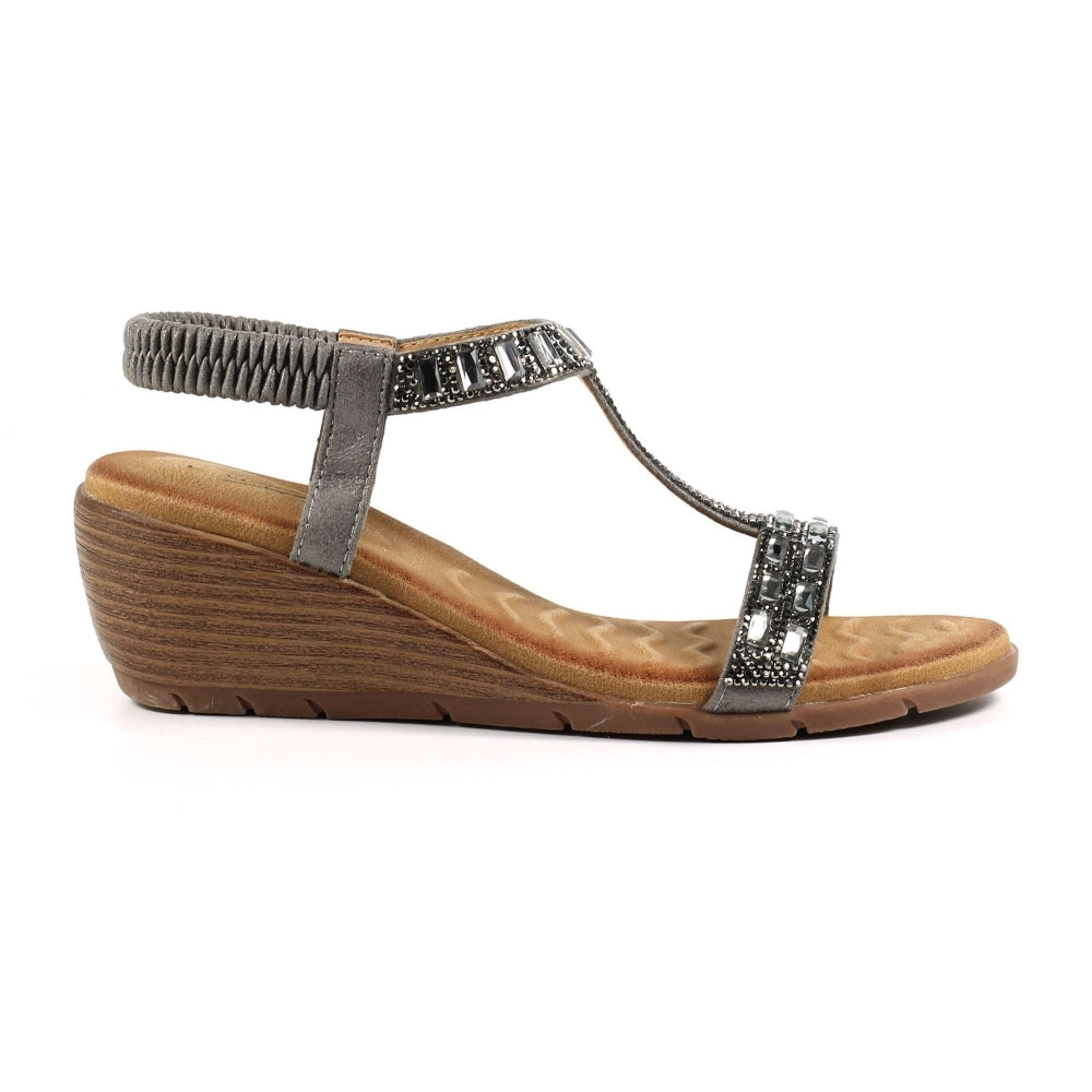 Lunar Macie PEWTER Wedge Heel Sandal JLH492PW