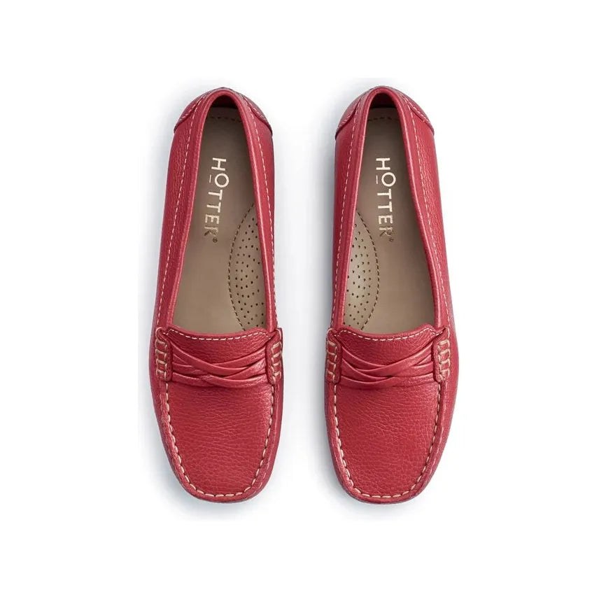 Hotter Marina RED Soft Leather Moccasin Loafer Shoes A.G. Meek
