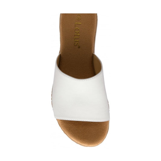 Lotus Pandora WHITE Wedge Mule Sandal ULP416