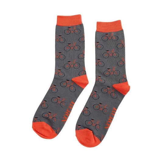 Mr Heron Bike Stripe GREY Quality Bamboo Socks MH168