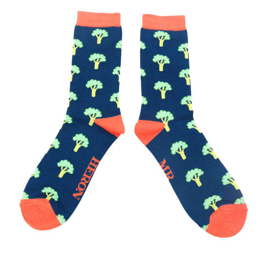 Mr Heron Broccoli quality bamboo Socks NAVY MH240