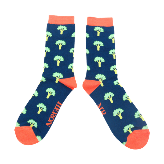 Mr Heron Broccoli quality bamboo Socks NAVY MH240
