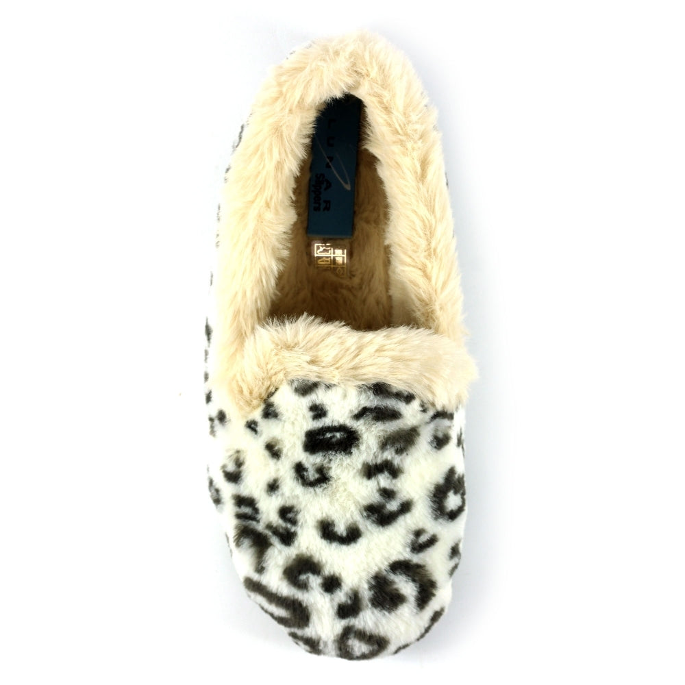 Lunar Morgan WHITE Leopard Print Slipper KLA215