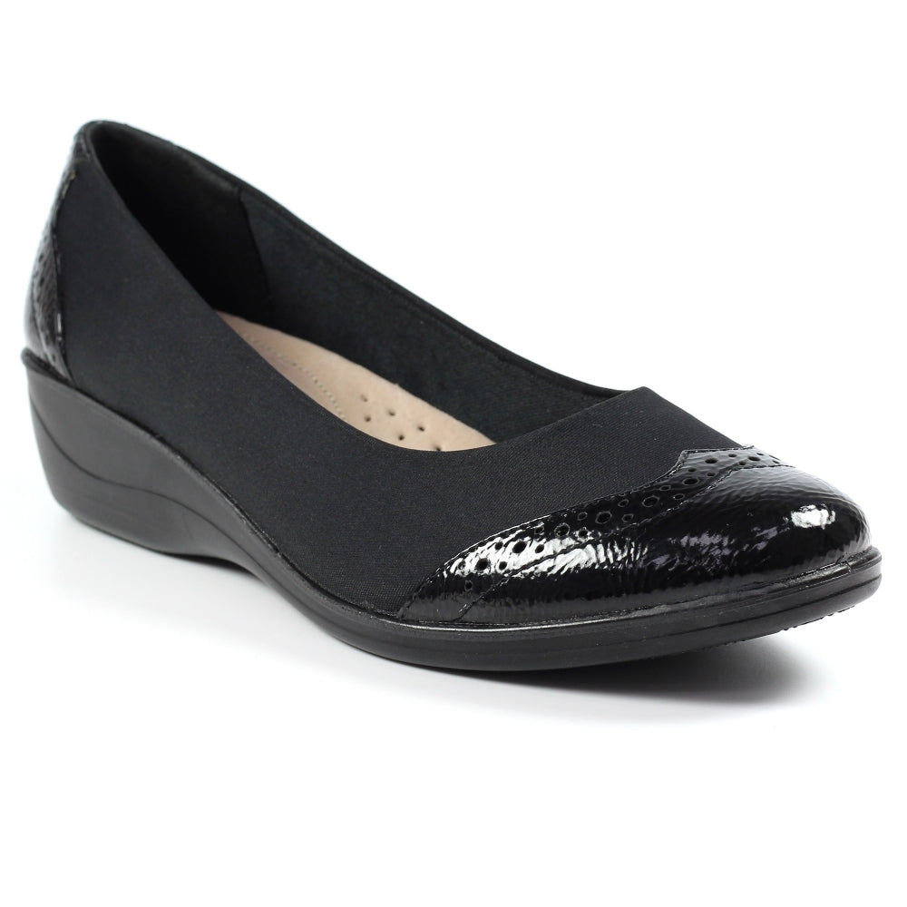 Lunar Natasha BLACK Patent Elastcated Shoe FLN002BK