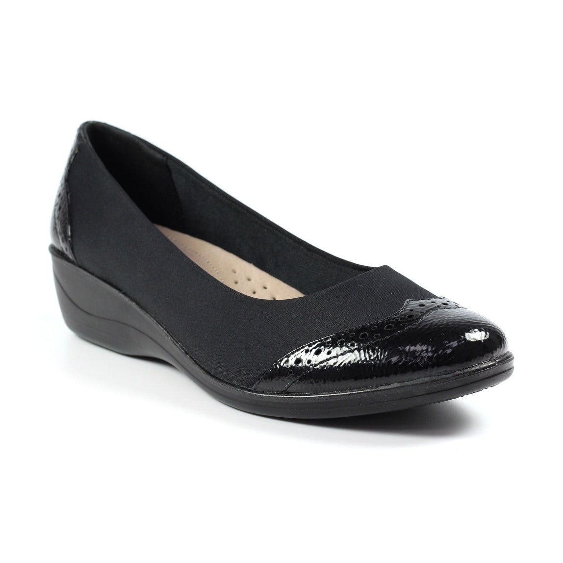 Lunar Natasha BLACK Patent Elastcated Shoe FLN002BK