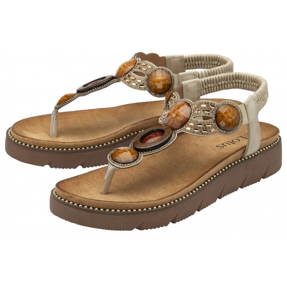 Lotus Alcina NATURAL Beaded Toe Post Sandal ULP318