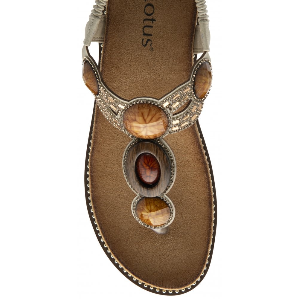 Lotus Alcina NATURAL Beaded Toe Post Sandal ULP318